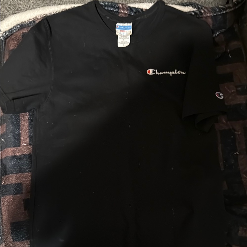 Champion Black Short Sleeve Tee Classic Crew Neck